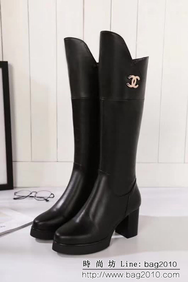 CHANEL香奈兒 義大利時尚奢奢貴族品牌 高跟防水臺 時尚牛皮高筒靴 QZS1938